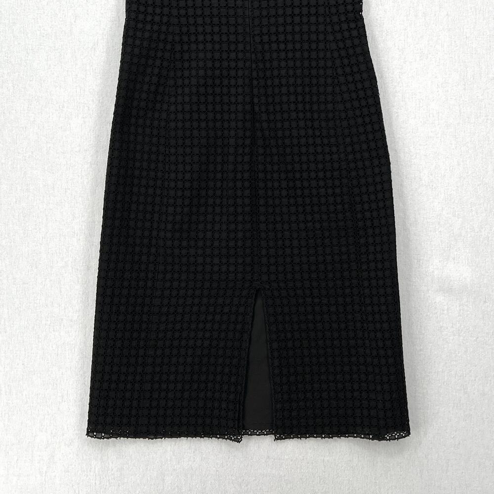 MAX MARA Tempra Cotton Eyelet Lace Crochet Dress Womens 4 Black Sheath Midi - Picture 7 of 14